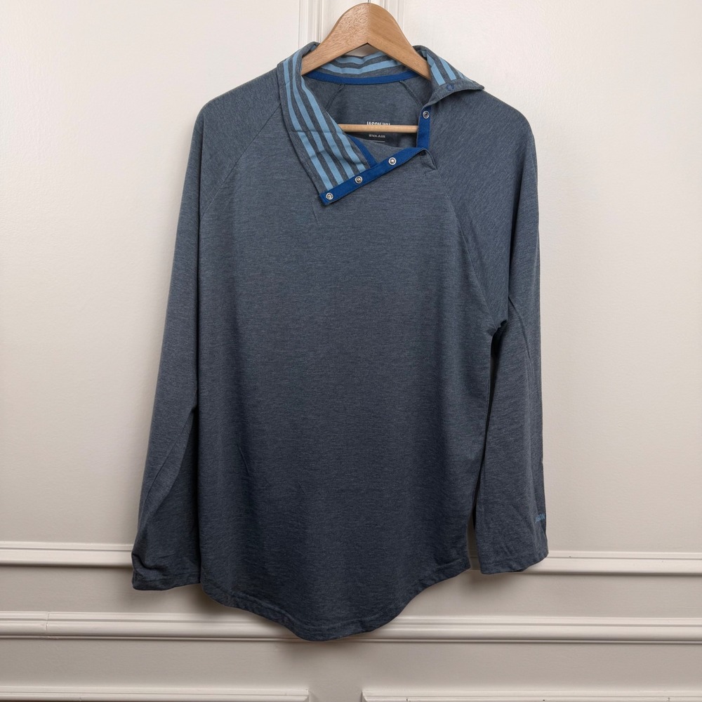 Jason Wu for EVA Air Mens Blue Grey Snap Collar Lounge Top Pullover Size M